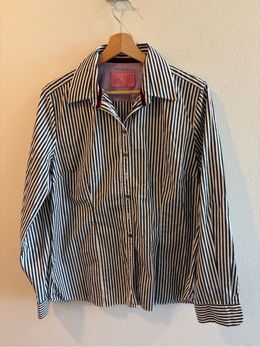 Charles Tyrwhitt Black and White Vertical Stripe Button-Down Shirt